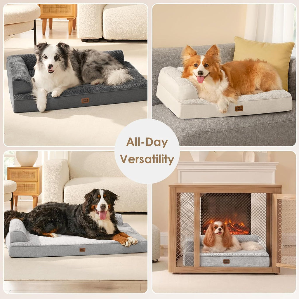 EHEYCIGA Orthopedic Dog Bed Medium Size, Memory Foam Dog Bed, Grey