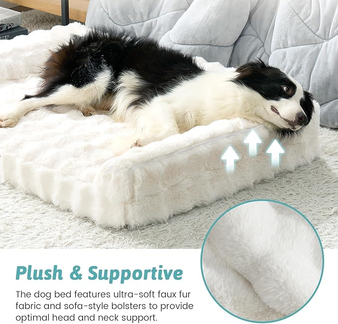 Faux Rabbit Fur Orthopedic Dog Bed, Large Dog Bed, Supportive Foam Pet Sofa - Image 4