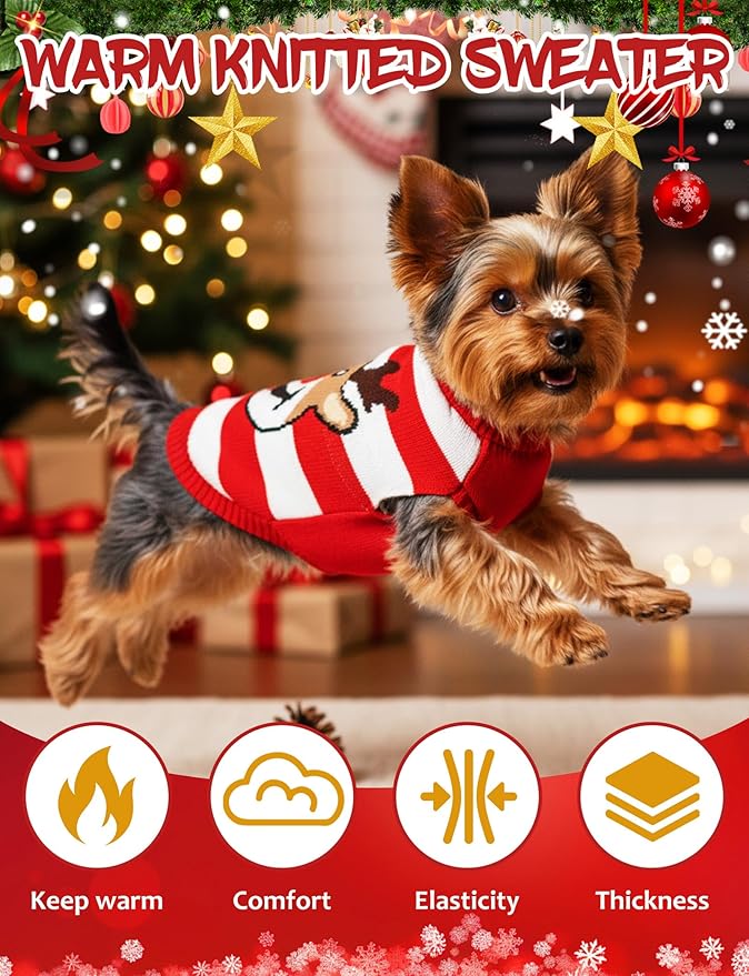 Dog Christmas Sweater, Soft Warm Pet Clothes Coat - Image 4