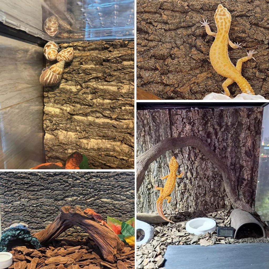 Cork Terrarium Background 11.8x7.9in 10PCS Natural Reptile Cork Bark Flats Terrarium Board Bearded Dragon Climbing Wall Mat Tank Accessories Decor for Lizard Chamelon Snake Turtle Spider Crested Gecko
