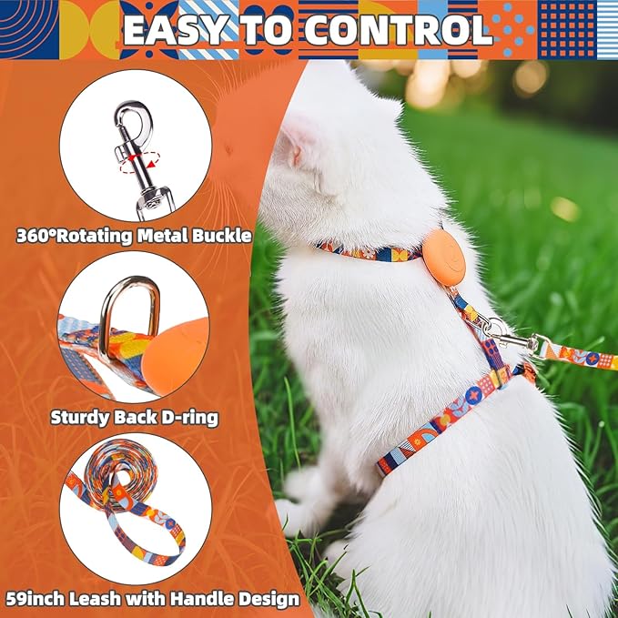 PUPTECK Adjustable Cat Harness and Leash Set Escape Proof Kitten Strap Collar - Image 5