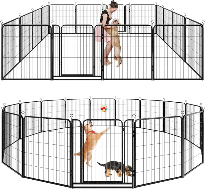 Dog Playpen Outdoor Extra Wide 16 Piece Panels Heavy Duty Dog Fence 40" Height by Committedtobetterpetlife
