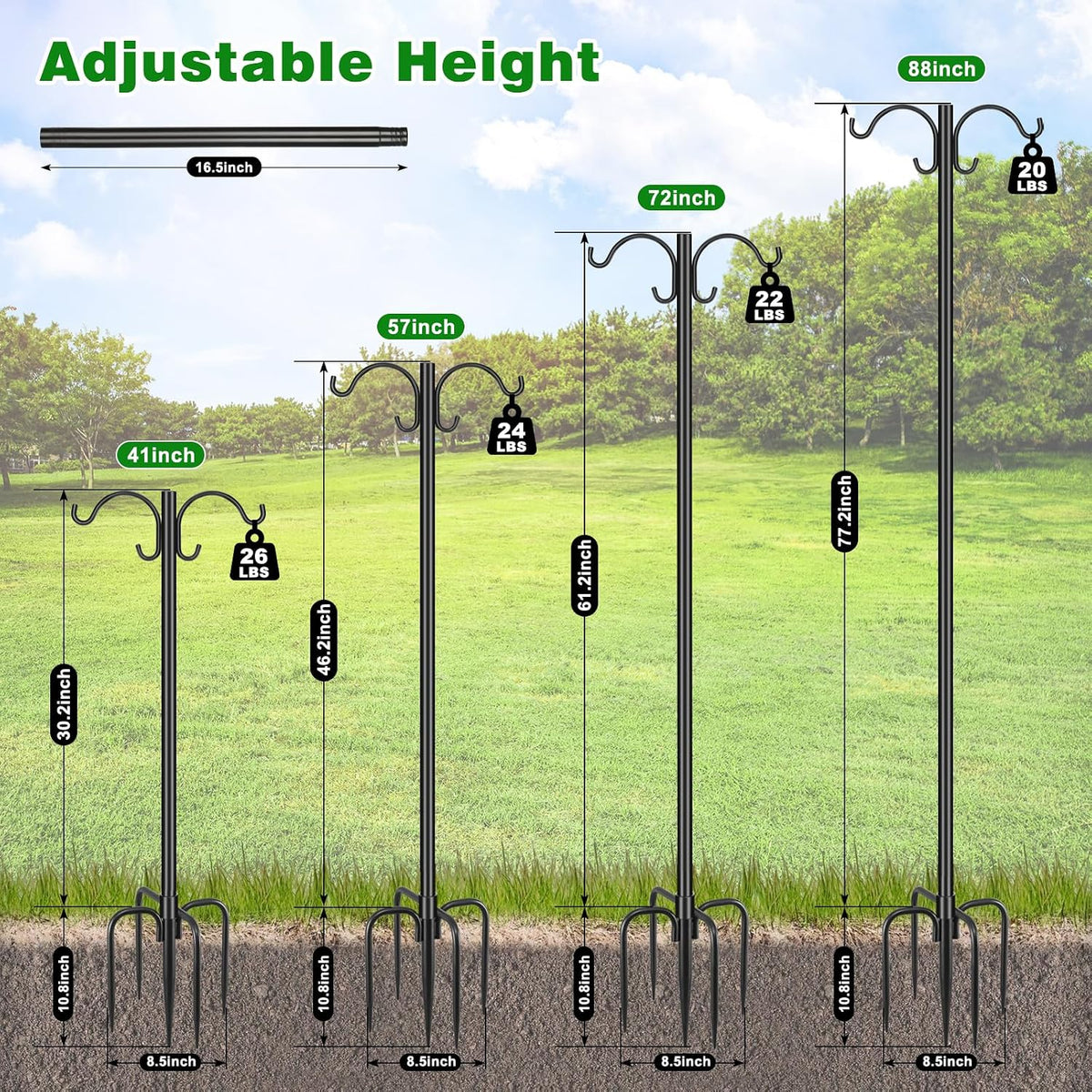 Squirrel Proof Bird Feeder & Double Shepherd Hook for Outdoor