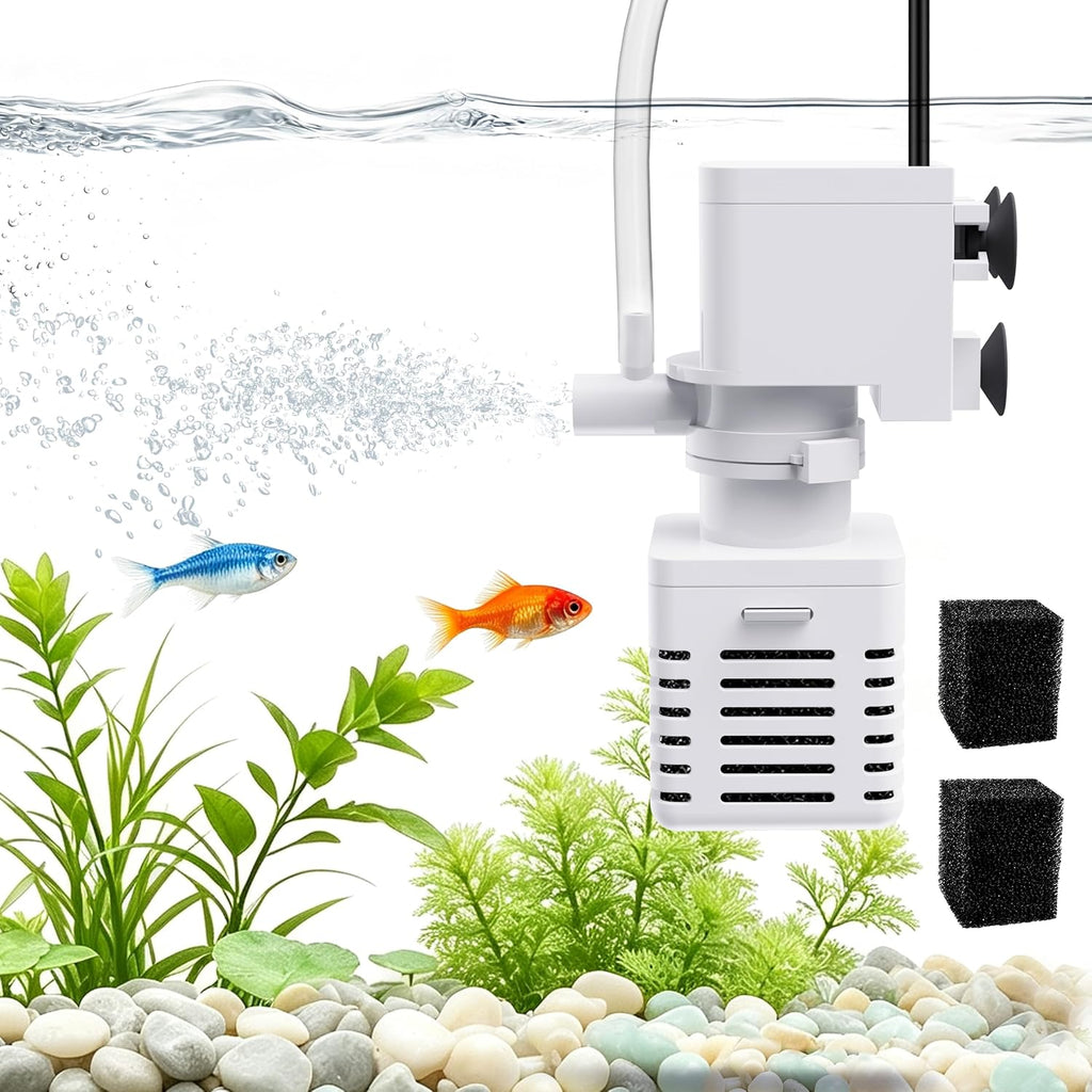 Aquarium Internal Filter, Quiet Fish Tank Filter Pump, Medium-15W