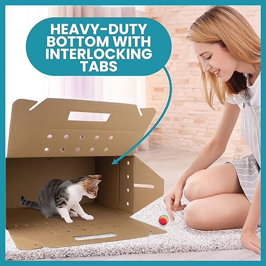 Disposable Cardboard Pet Carrier 12/Case | Sturdy Corrugated Cardboard Carrier - Image 6