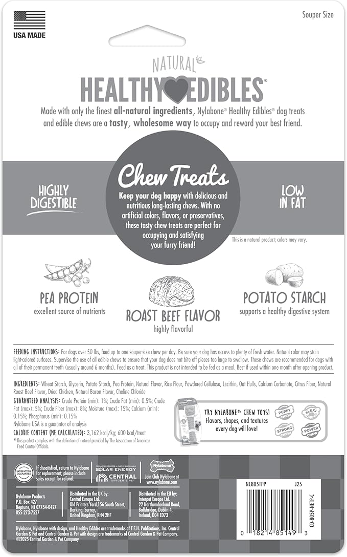 Nylabone Healthy Edibles Natural Dog Chews, Long Lasting Bones - Image 7