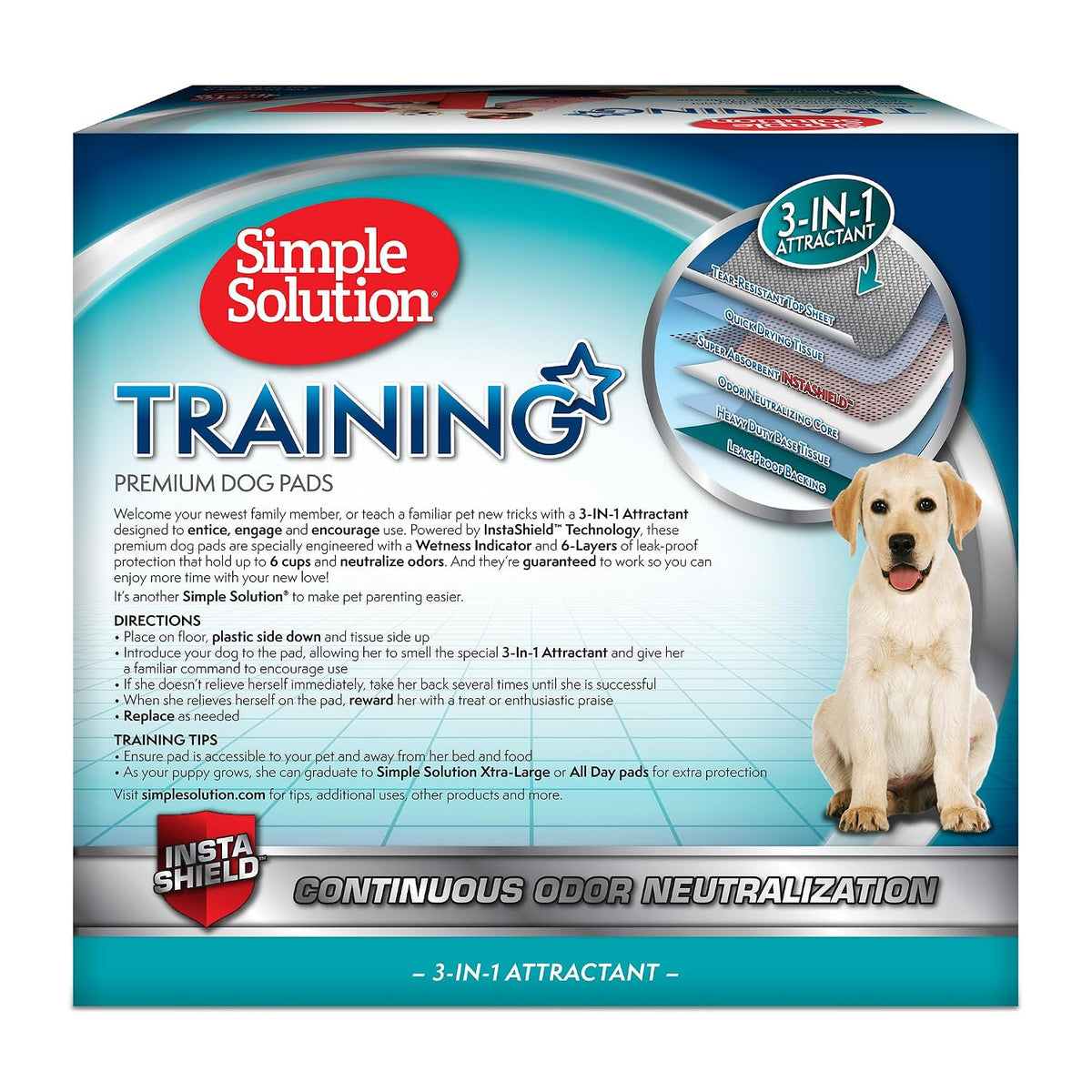 Simple Solution Large Puppy Training Pads, Leak Proof, 23"x24" 100 Count