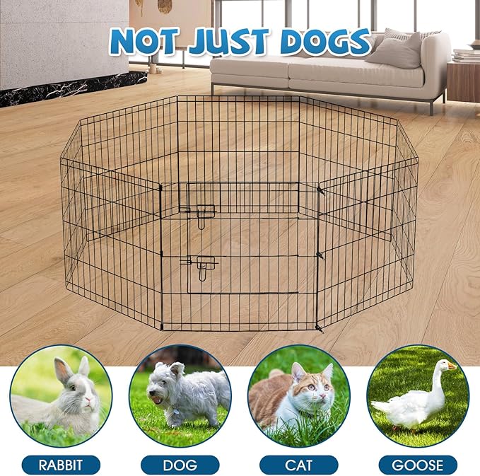 Dog Pen Pet Playpen Dog Fence Indoor Foldable Metal Wire Exercise Puppy Play - Image 6