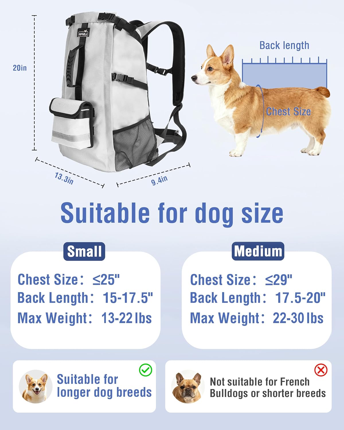 Dog Backpack Carrier for Small and Medium Dogs 4-Layer Safety Design (M)