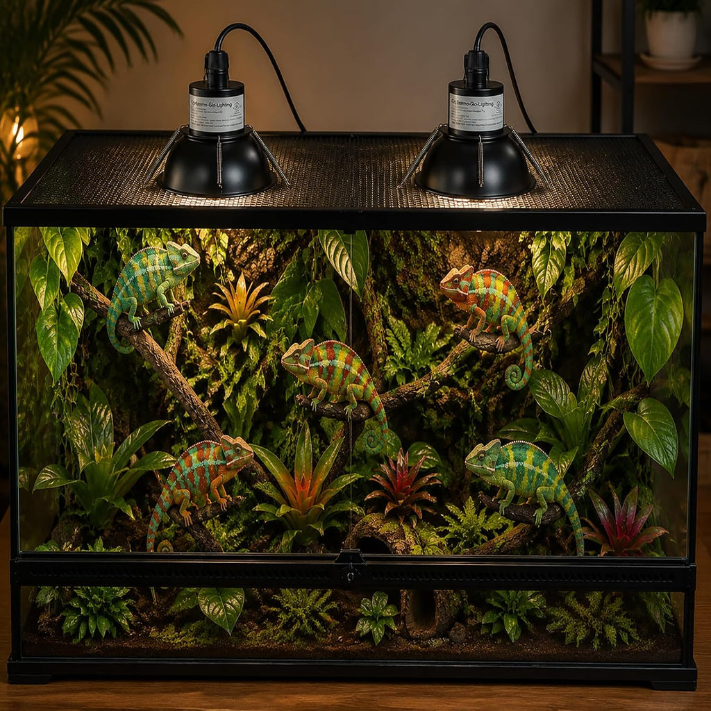 Reptile Lamp Fixture Mounting Spring Clips, Secure Heavy Duty Heat Light Holder Stabilizer for Terrarium Mesh Screen Top, Fits 5.5 Inch Deep Dome Lamp, Anti-Tip Safety Clip Kit (2, Black)