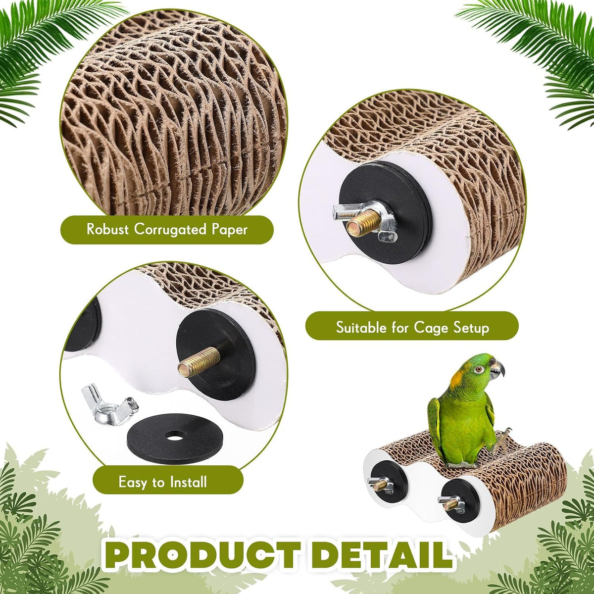 Croblissful 2 Pcs Bird Perch Platforms, Parrot Paper Chew Toy, Small