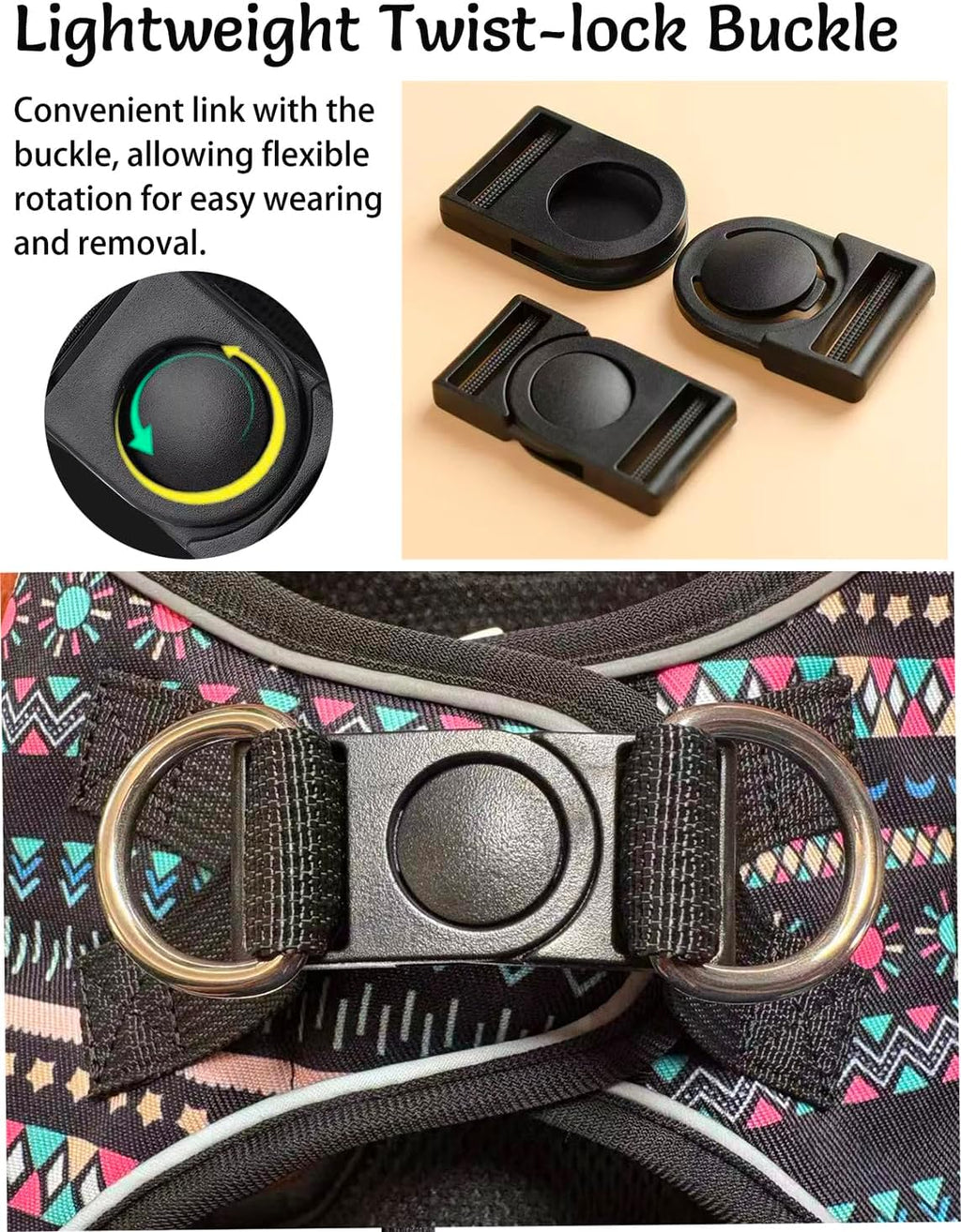 Mihqy Step in Dog Harness and Leash Set, Breathable Mesh, Black Bohemia,XS