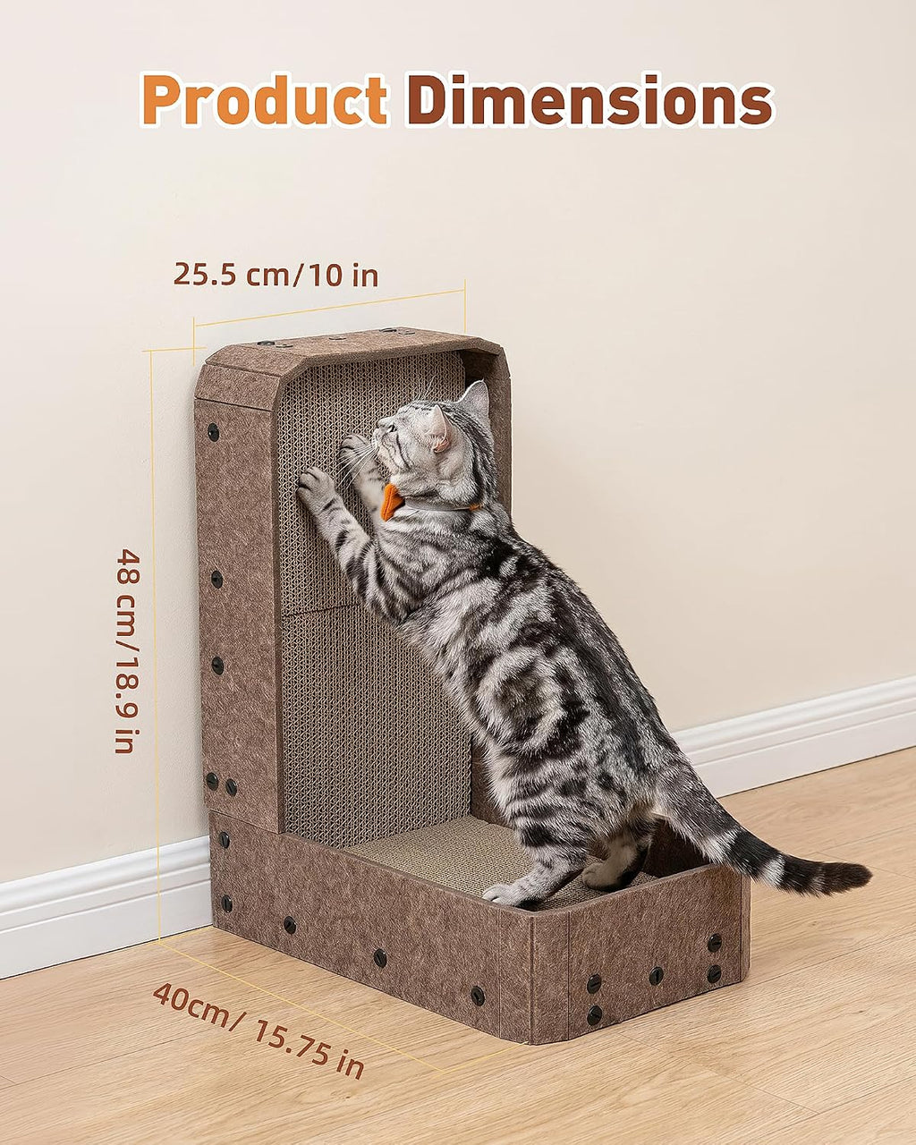 18.9" Felt Cat Scratcher with Full Enclosure Holds Scrap, Medium