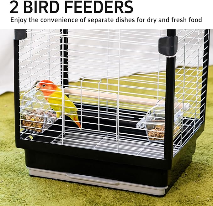 25 inch Bird Cage, Portable Travel Parrot Cage, Double-Layer Parakeet Cage - Image 5