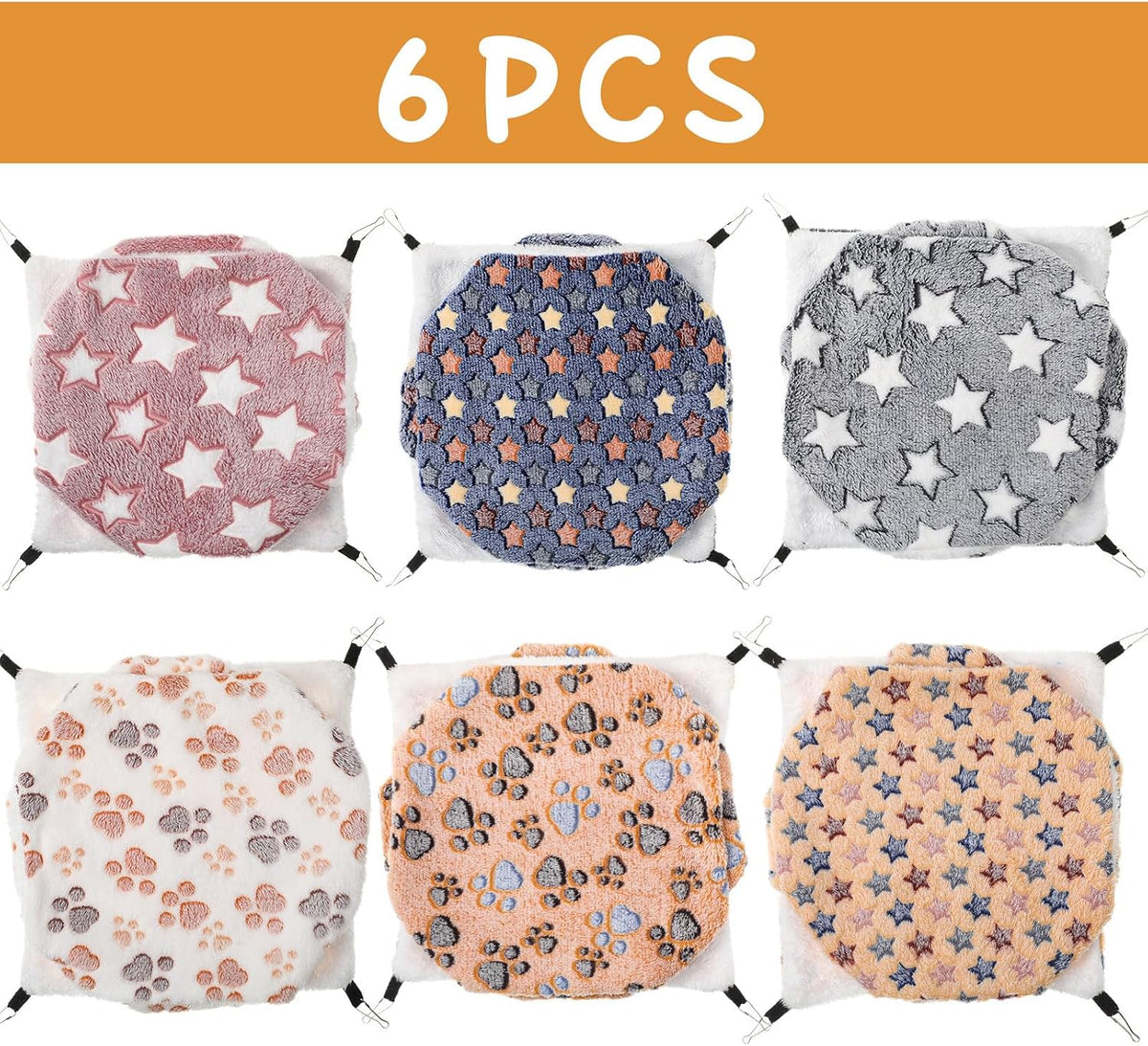 Sadnyy 6 Pcs Rat Hammocks Small Ferret Hanging Bed, Cute Pattern