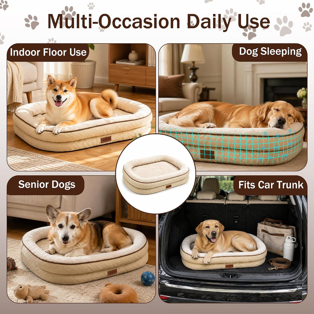 Large Dog Bed with Reusable Potty Pad - 44.1" x 32.3" x 6.3" Beige