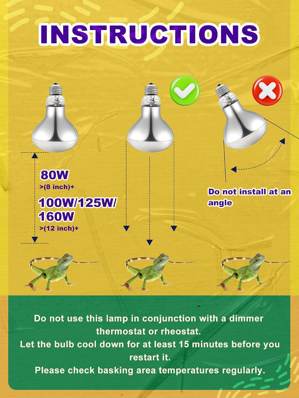 Heat Lamp Bulbs, 80 Watts UVA UVB Reptile Heat Bulb, 1 Pack