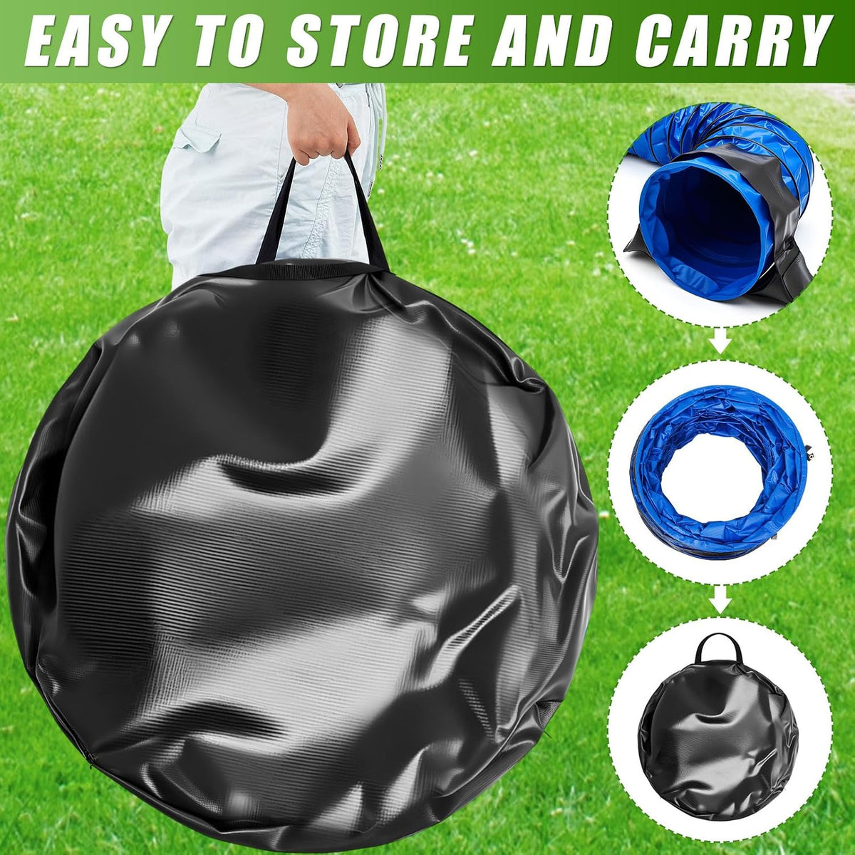 Briwooody 28in X 10ft Dog Agility Tunnel PVC for Large Dogs, Blue