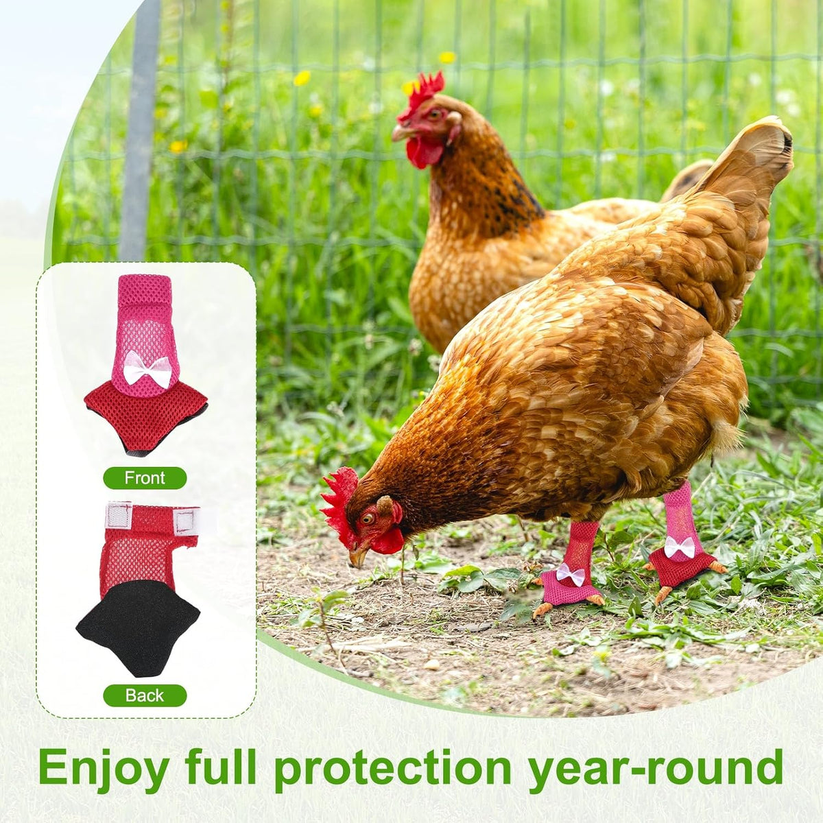 M METERXITY 1-Pack Chicken Shoes, Mesh Fabric Anti-Slip Chicken Feet Boots for Hens/Rooster Indoor Outdoor Use, Chicken Coop Sandals Shoes [Pink-red, Size L]