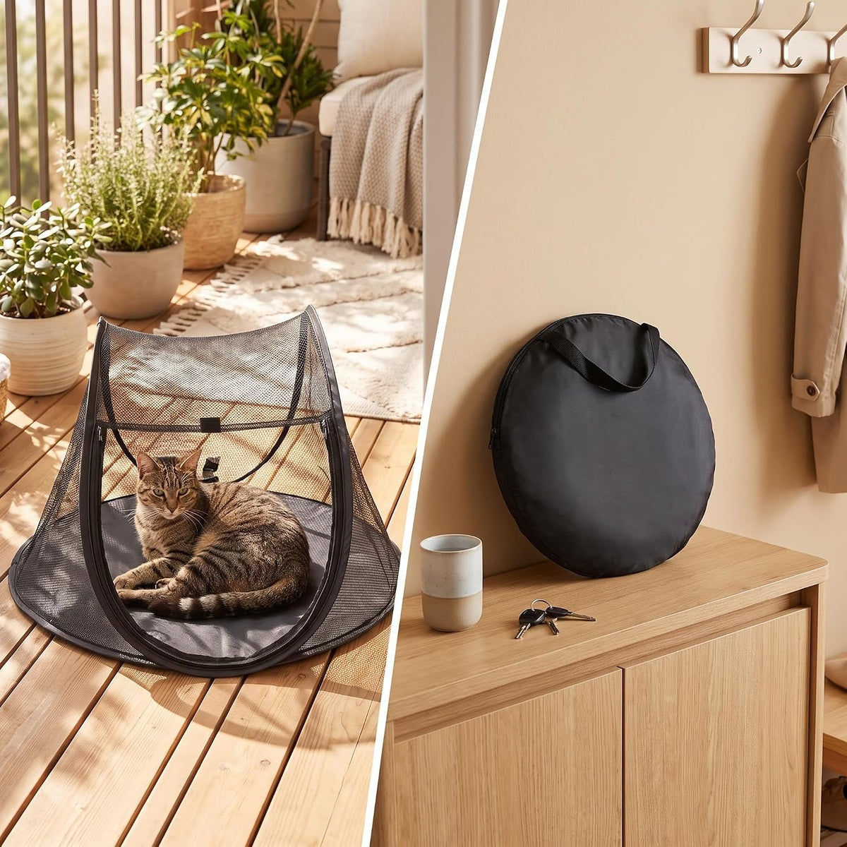 Pop-Up Cat Playpen, Portable Mesh Pet Tent, Indoor Outdoor Foldable Exercise Fence for Kittens, Rabbits, Guinea Pigs & Small Critters