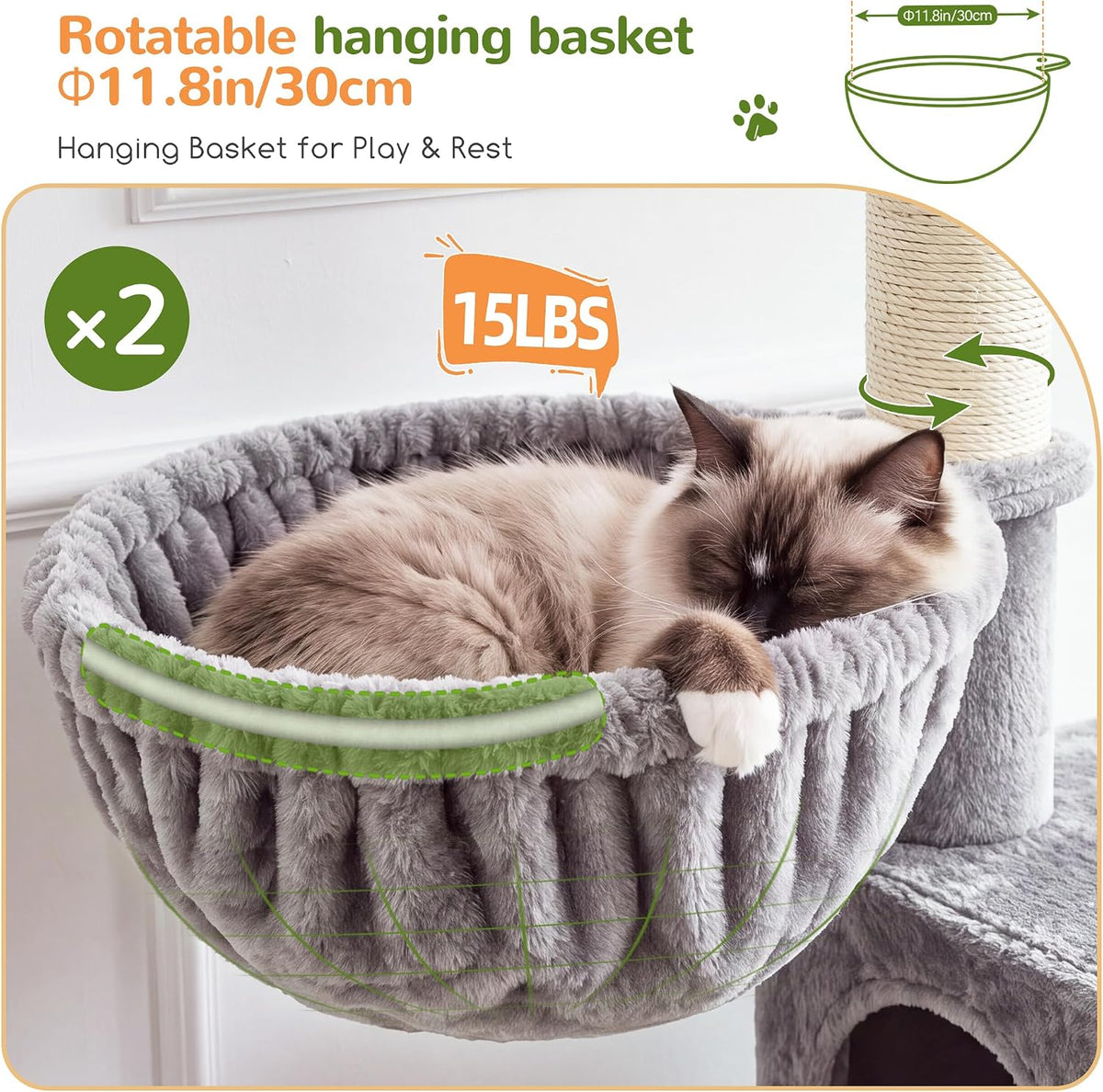 Globlazer
47
Inch
Cat
Tree
Tower
for
Indoor
Cats,
S47,
Light
Grey
