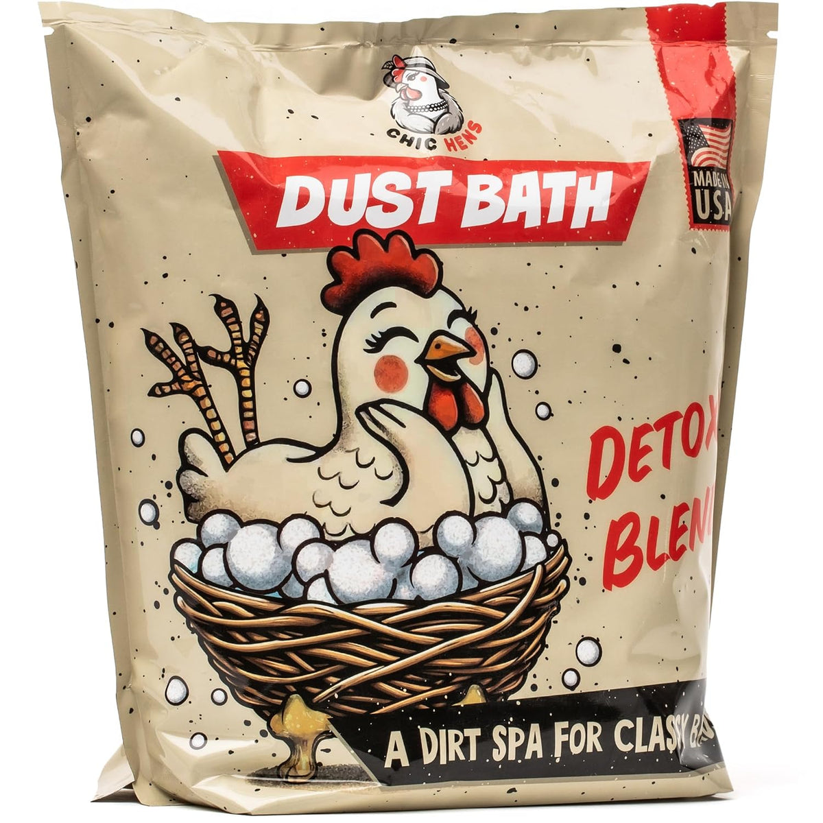 4lbs Chic Hens Chicken Dust Bath, Natural 4-Ingredient Blend for Chickens, Dust Bath Powder with Diatomaceous Earth, Biochar, Zeolite & Sulfur, Made in USA