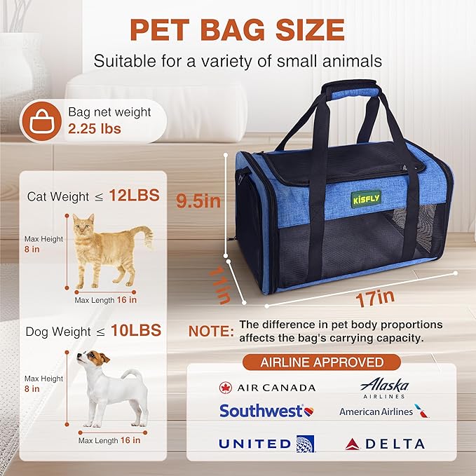 TSA Approved Pet Carrier in Cabin, Top-Open Portable Dog Carrier - Image 5