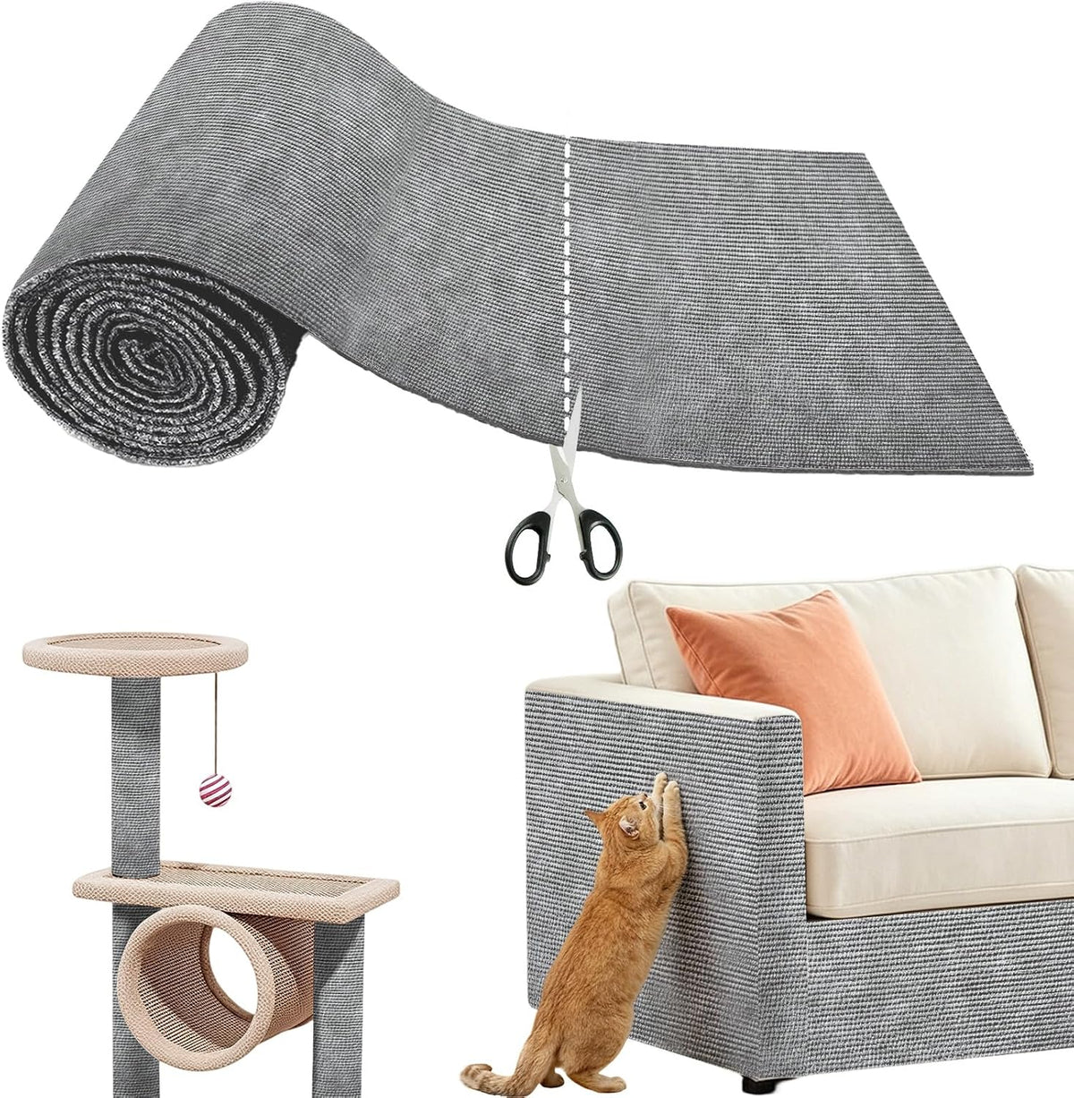Cat Scratch Mat for Couch (Khaki, 39.3" x 15.8")