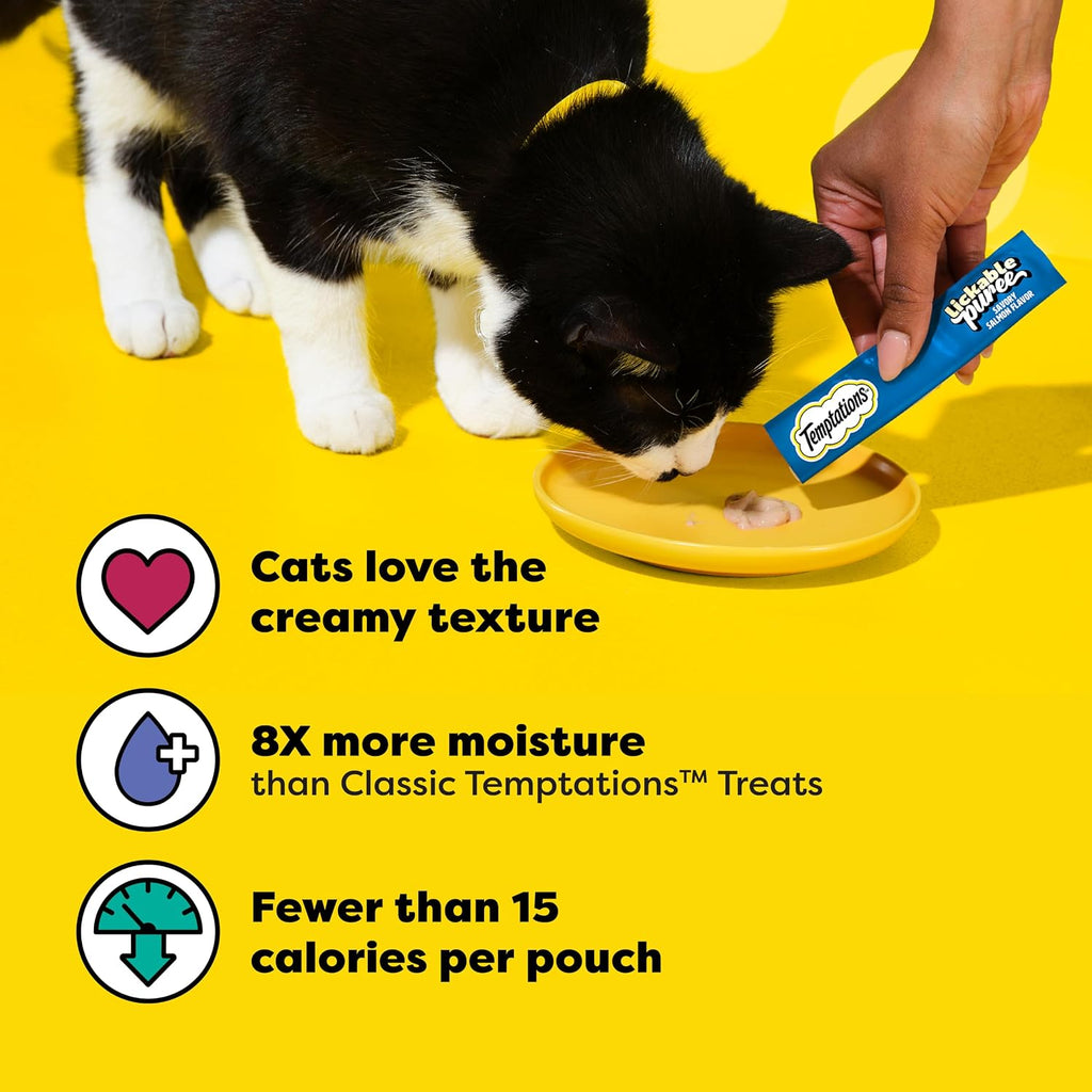 Temptations Creamy Puree Lickable Cat Treats, Salmon, 24 Count