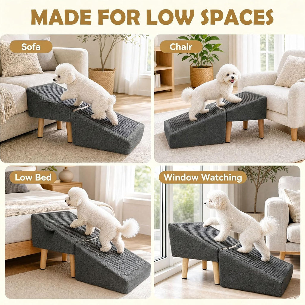 2-1 Foldable Dog Ramp & Ottoman for Couch and Low Bed 16" H
