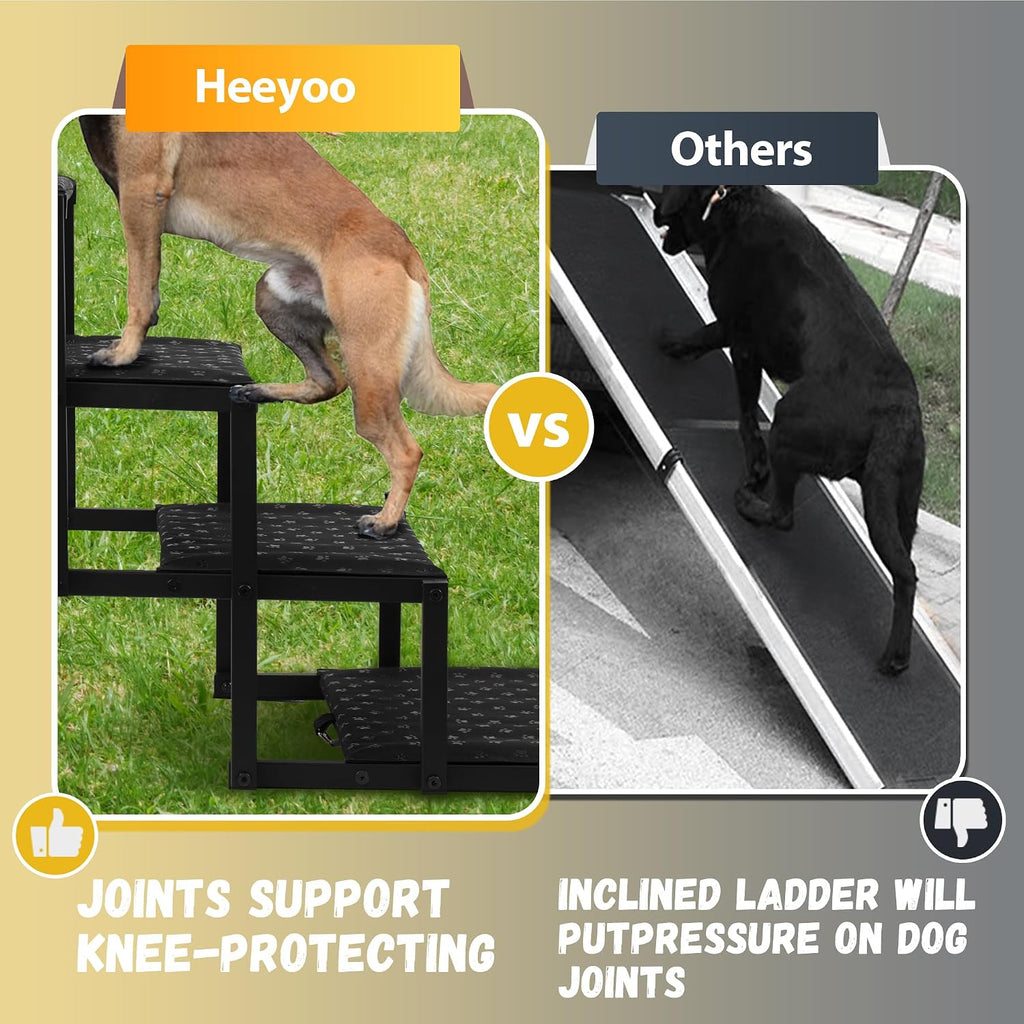 Foldable Dog Steps for Car SUV Truck - 5-Step Wide Stairs for Large Dogs