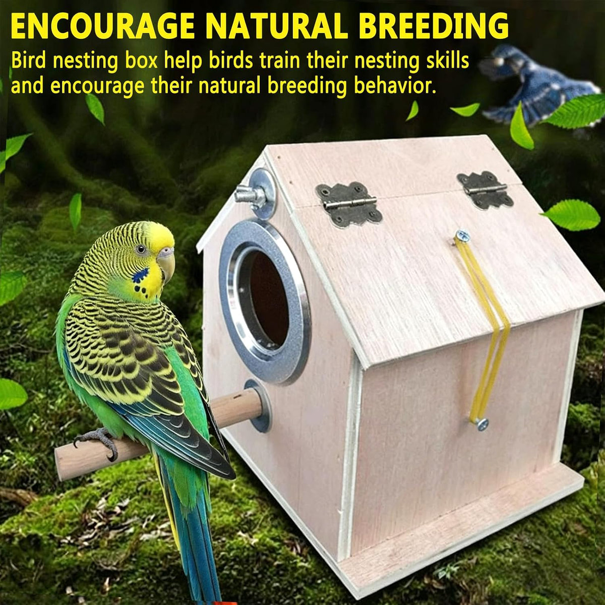 kathson Parakeet Nesting Box,Bird Nest House,Parrots Breeding Mating Hut,Cockatiel Nesting Box for Budgie,Lovebirds,Conure,Canary,Finch and Small Medium Birds (L: 7.87 * 7.08 * 5.9 inch)