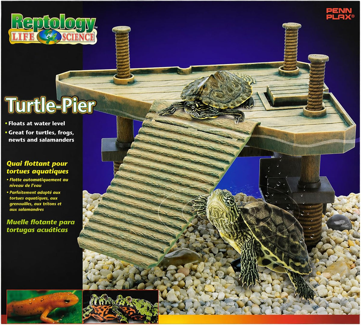 Penn-PLAX Reptology Turtle Basking Platform Ramp – Also Great for Frogs, Newts, Salamanders, and Axolotls – 17.5” x 6”