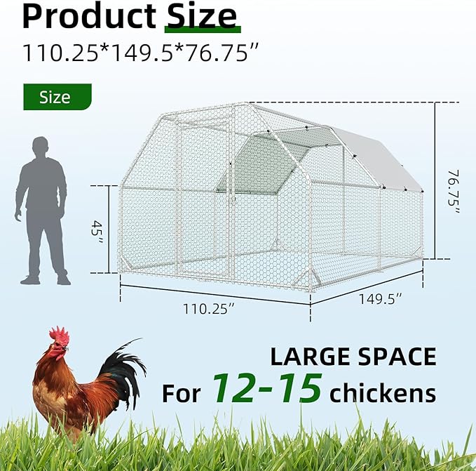 Large Metal Chicken Coop, Walk-in Chicken Run - Image 2