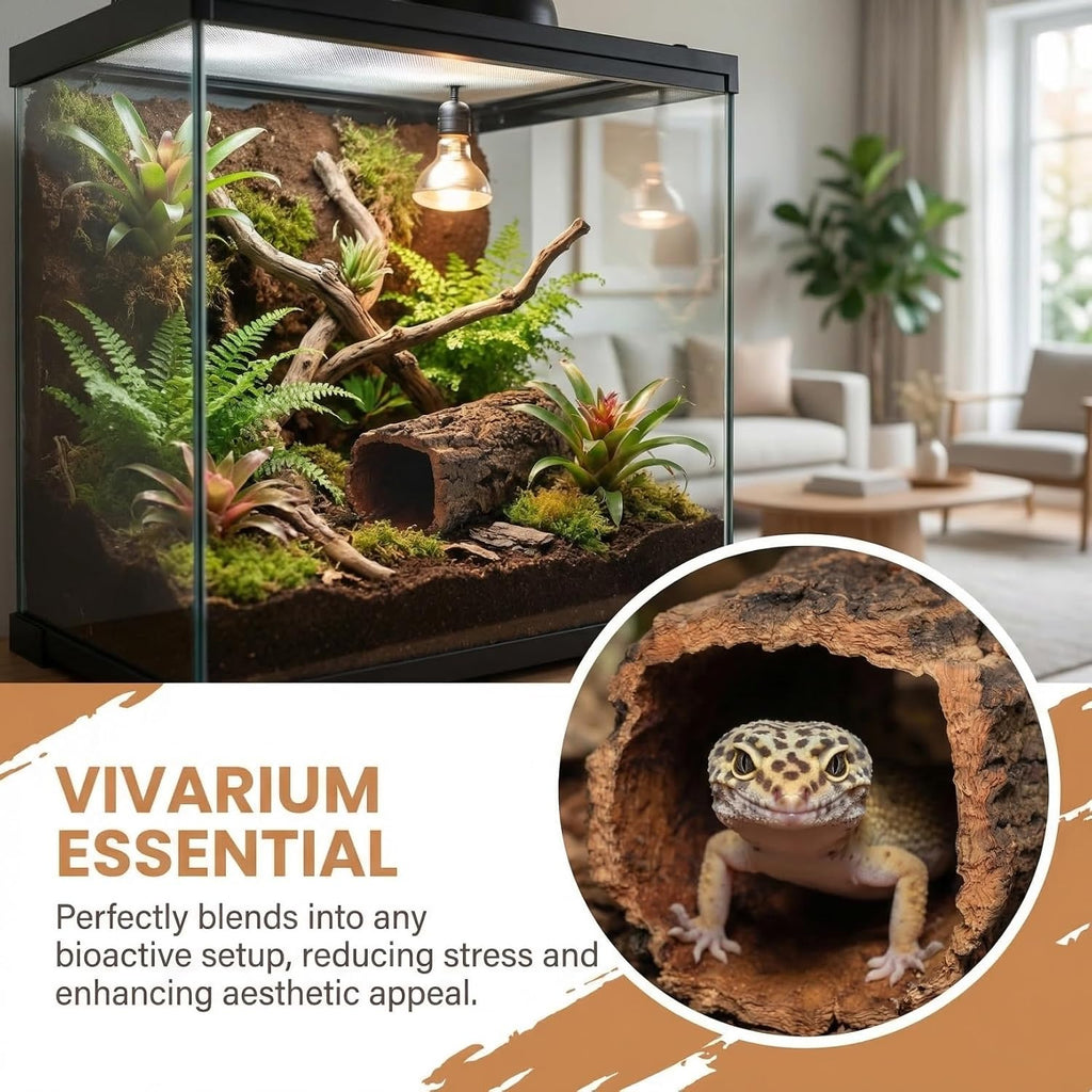 Garneck Reptile Hideout Gecko Hide Cave Hollow Log: Wood Tree Trunk Shelter for Snakes Lizards Hermit Crabs Turtle Terrarium Decor Habitat House Naturalistic Enclosure Accessory