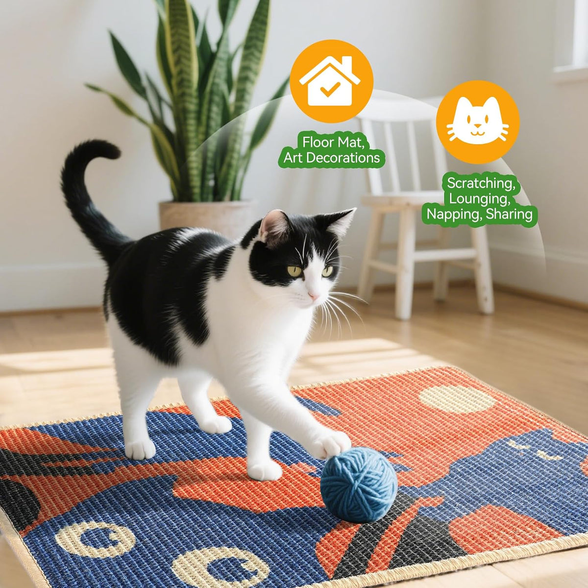 Sisal Cat Scratcher Mat Anti-Scratch Cat Scratching Pad with Adhesive Tape
