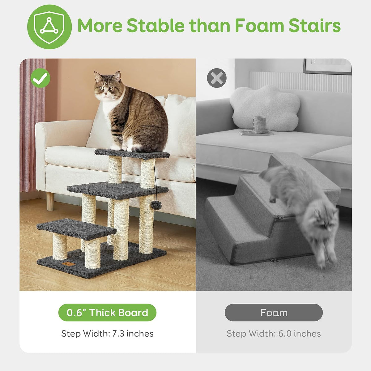 Pawque Dog Stairs & Cat Scratching Post Pet Steps for High Beds Couch