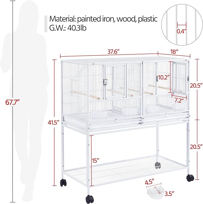 Yaheetech Stackable Divided Breeder Breeding Parakeet Bird Cage - Image 4