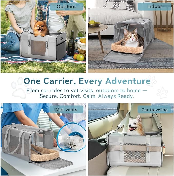 Petsfit Travel Pet Carrier for Large Cats, Soft-Sided Dog Car Travel Carrier - Image 8
