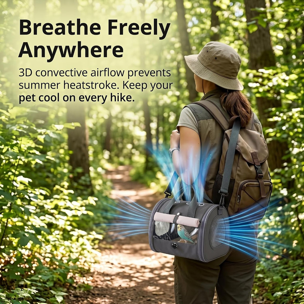 Foldable Bird Carrier with Sunshade, Travel Parrot Carrier for Vet Visit
