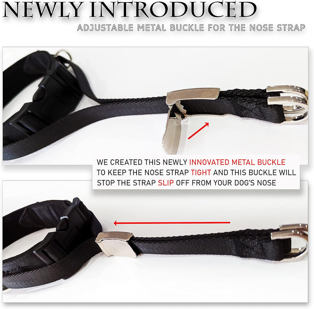 PetsProMax Dog Headcollar for Pulling & Reactive Dogs – No-Pull Training Collar with Behind-Head Leash Hook for Peaceful Walks, Instantly Stops Pulling Without Choking or Pinching (Red, L)