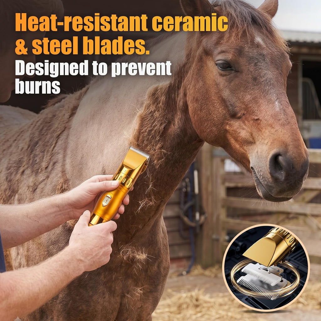 Cordless Horse Clippers-Equine Trimmer for Dogs, & Livestock