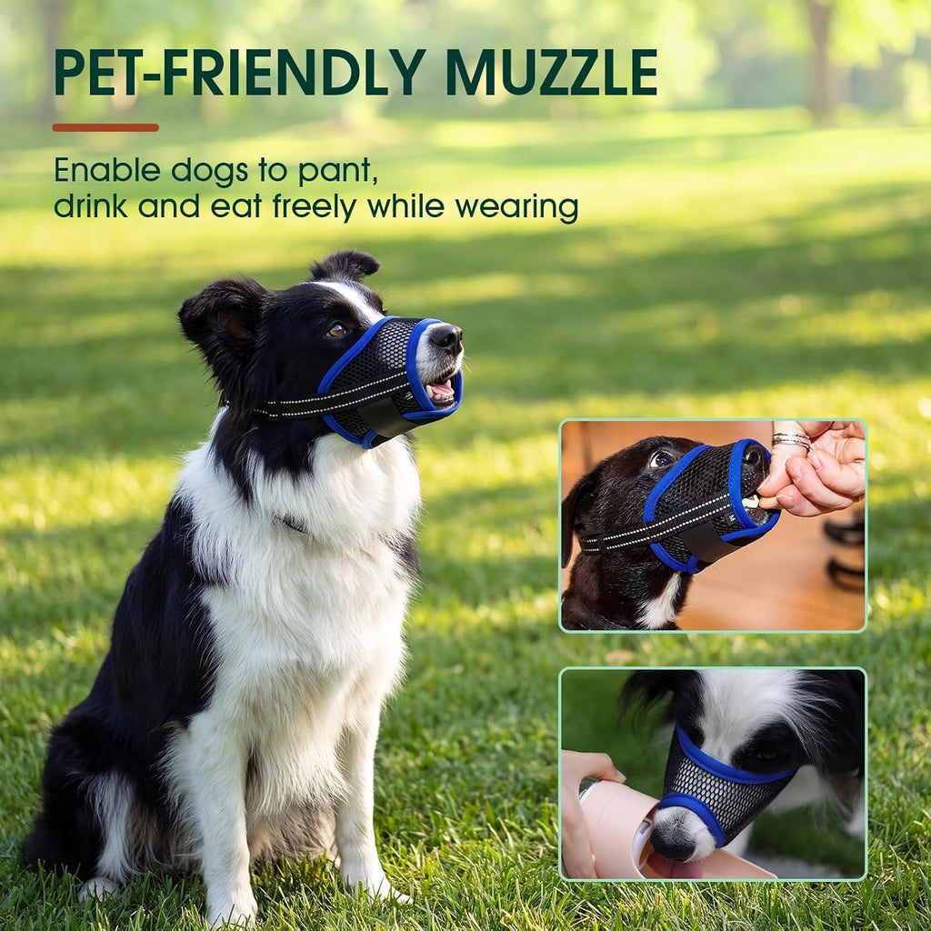 Kuoser 2 Pack Dog Muzzle，Soft Mesh Muzzles for Small Dogs, Blue L