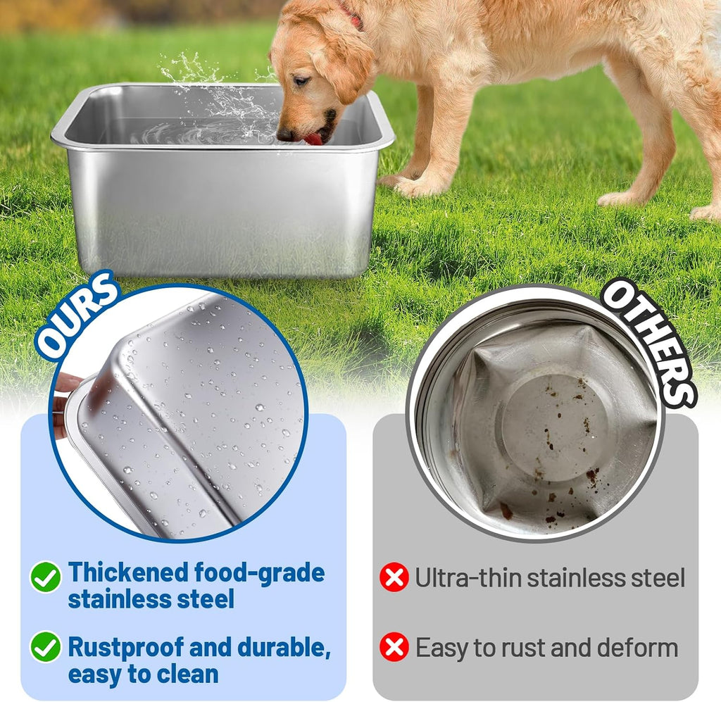 MEWTOGO 4 Gallons Extra Large Capacity Food Grade Stainless Steel Dog Bowls