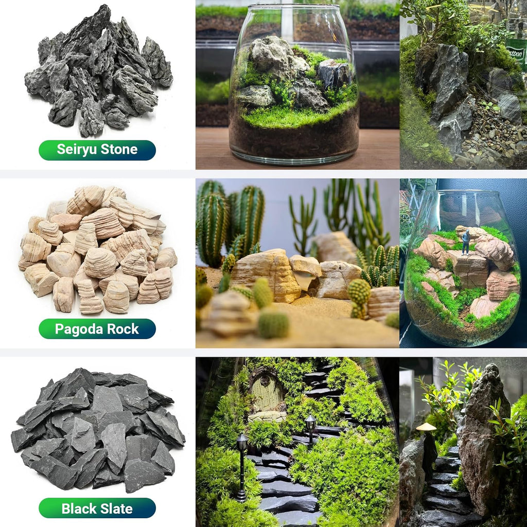 Natural Rocks Slate Stone 1-2.5 Inches Decorative Stones for Miniature Landscaping,Fairy Gardens,Bonsai,DIY Crafts,Aquariums & Reptile Terrariums-1lb