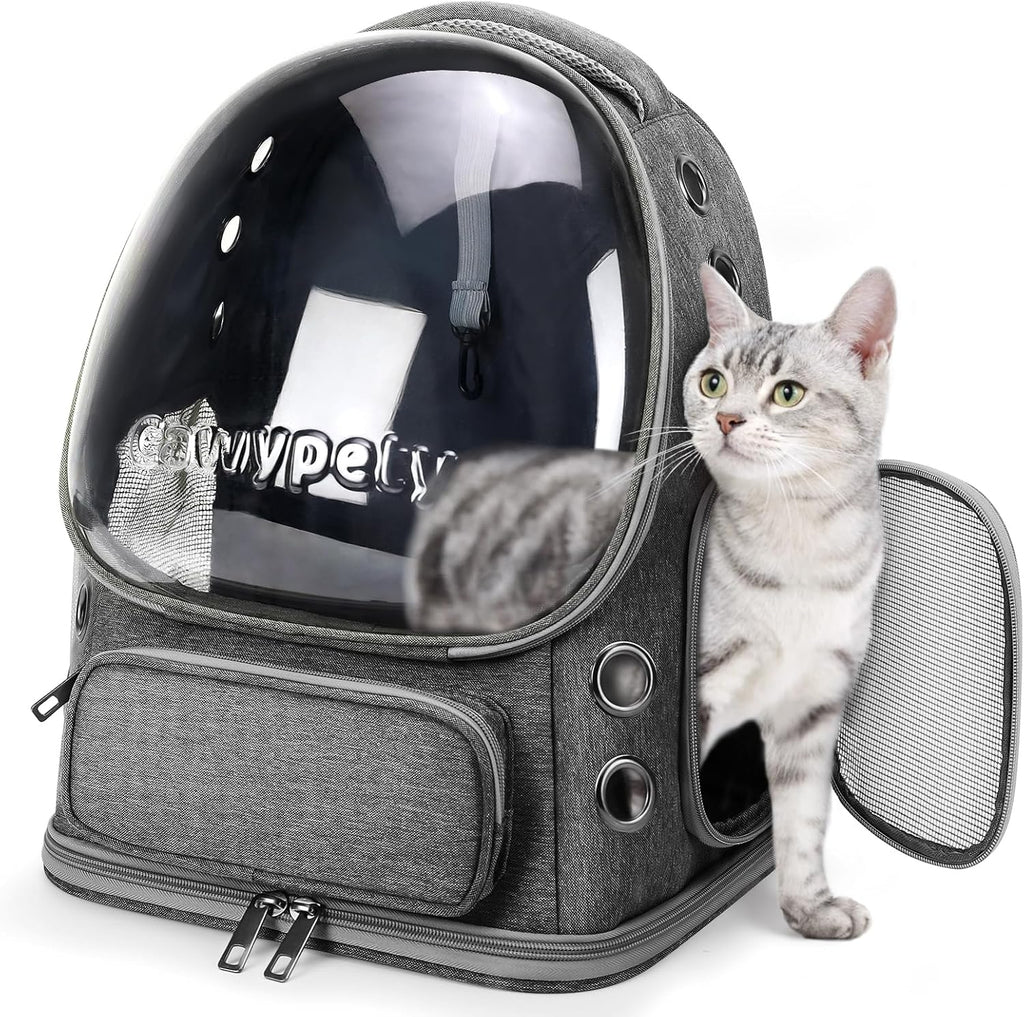 Cawypety Cat Backpack Carrier Large Space Bubble Backpack up to 12lbs Grey