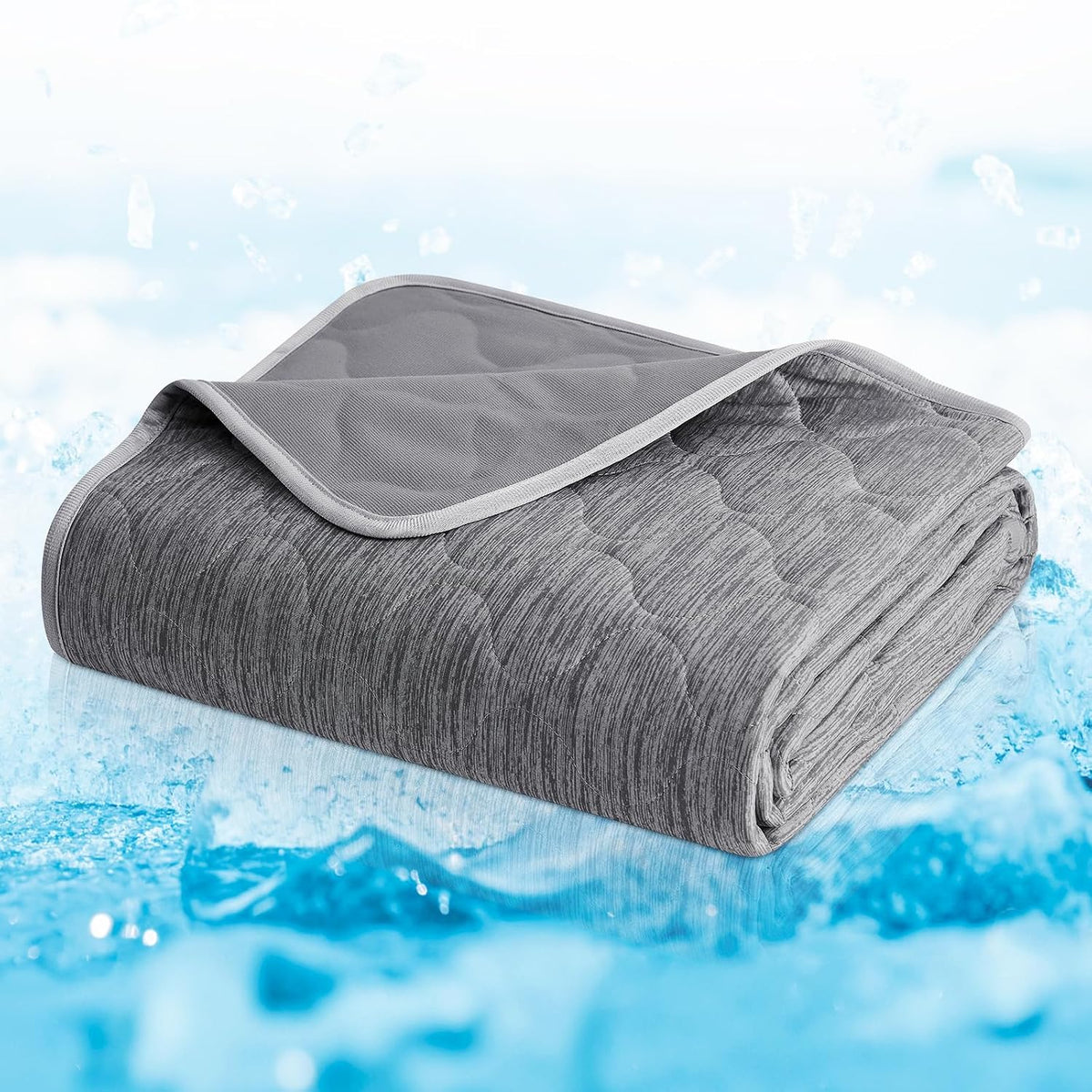 Cozy Bliss Leakproof Cooling Blanket for Large Dogs – Q-Max 0.5, Durable & Washable Dog Cooling Mat for Hot Weather, Soft Pet Throw & Couch Protector for Dogs & Cats, 40x60 Inch, Heather Silver Grey