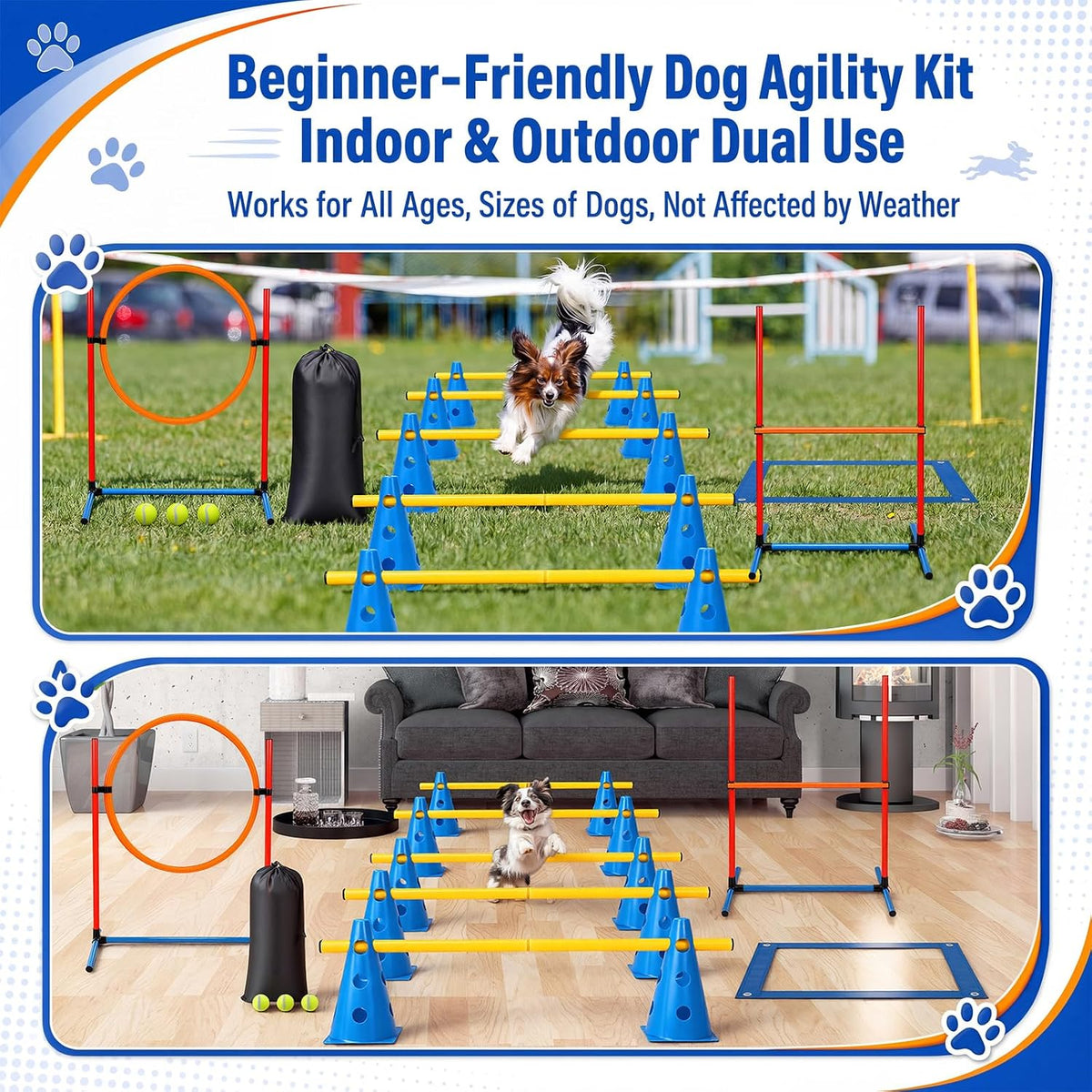 Junkin 27 Pcs Dog Agility Course Equipment Set, Blue
