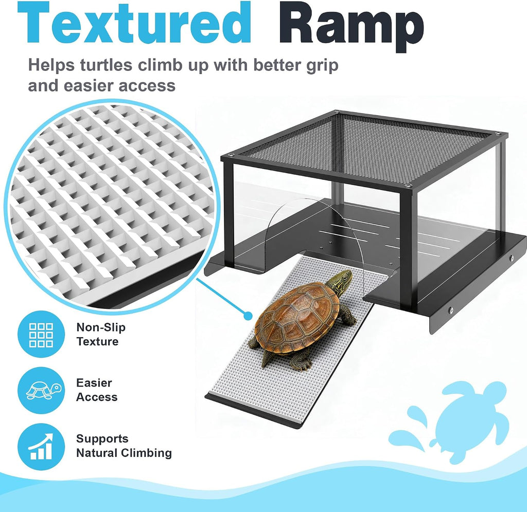 Turtle Basking Platform for Aquatic Turtles, 8–11 Inch, with Climbing Ramp