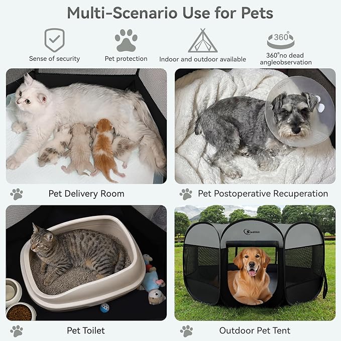 Dark Grey Puppy Playpen for Large Dog Cat, Dogs Tent Crates Cage Indoor/Outdoor - Image 4